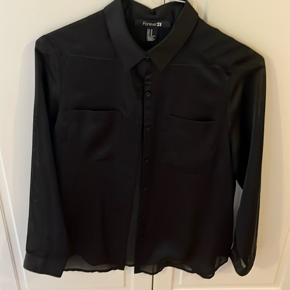 Black Blouse Button Up - Picture 1 of 3